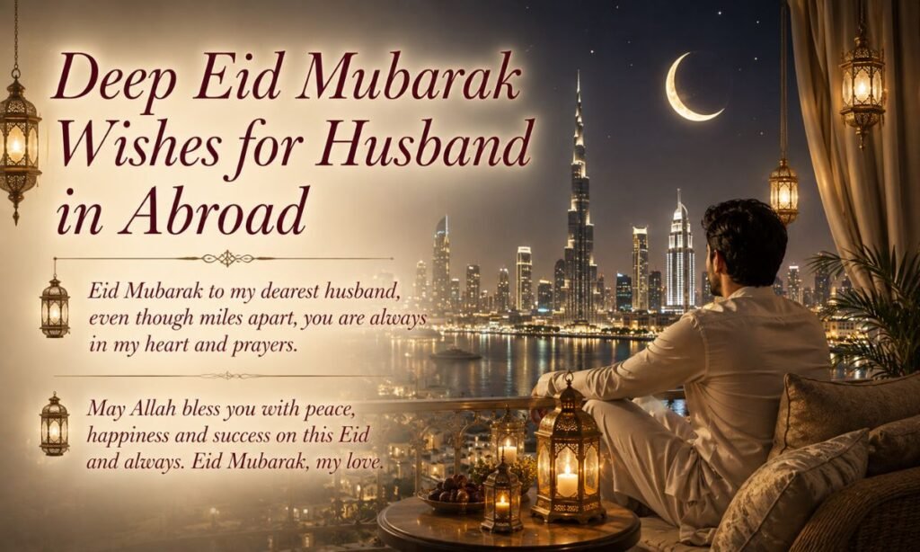 Deep Eid Mubarak Wishes for Husband in Abroad