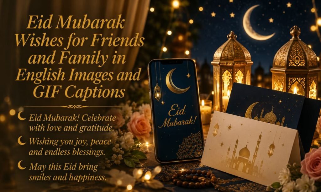Eid Mubarak Wishes for Friends and Family in English Images and GIF Captions
