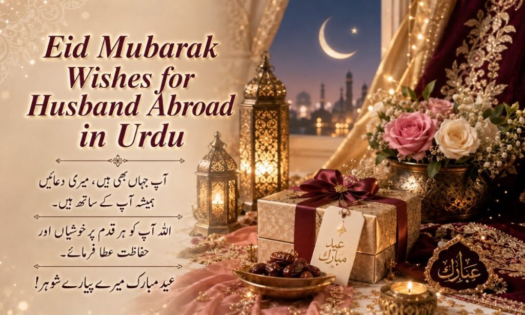 Eid Mubarak Wishes for Husband Abroad in Urdu