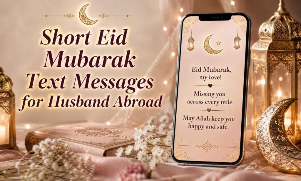 Short Eid Mubarak Text Messages for Husband Abroad