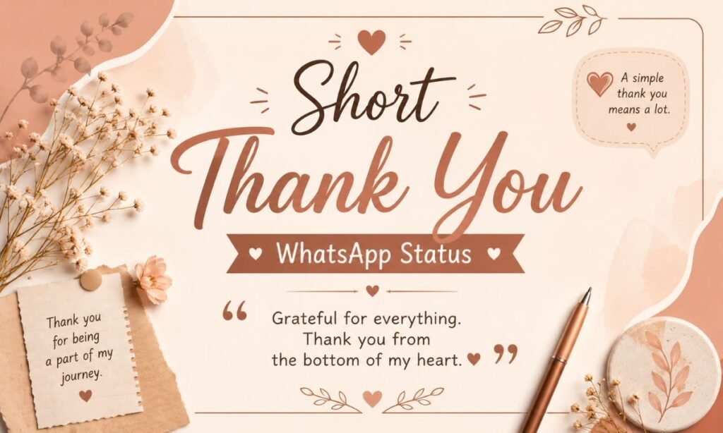 Short Thank You WhatsApp Status